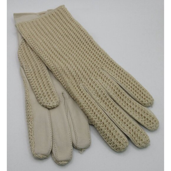 Vintage Barra Italy Crochet Leather Driving Gloves w/ Bag Size 7 Made in Italy - Picture 4 of 10